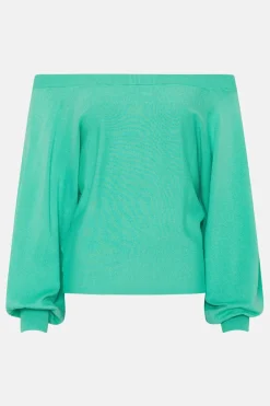 New Oasis Slash Neck Slouchy Jumper Green