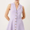 Outlet Oasis Sleeveless Collared Linen Look Mini Dress Lilac