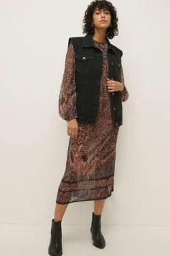 Best Oasis Sleeveless Denim Jacket Black