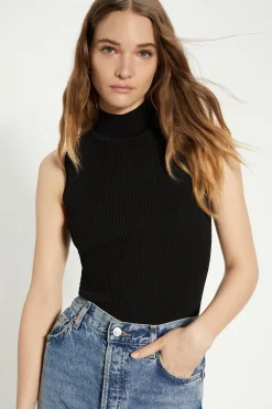 Online Oasis Sleeveless Funnel Neck Jumper Black