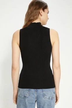 Online Oasis Sleeveless Funnel Neck Jumper Black