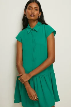Outlet Oasis Sleeveless Tiered Frill Skater Dress Green