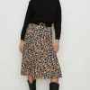 Outlet Oasis Slinky Jersey Animal Pleated Midi Skirt Black