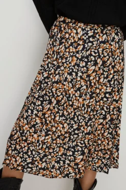 Outlet Oasis Slinky Jersey Animal Pleated Midi Skirt Black