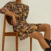 Fashion Oasis Slinky Jersey Floral Batwing Mini Dress Multi