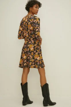 Fashion Oasis Slinky Jersey Floral Batwing Mini Dress Multi
