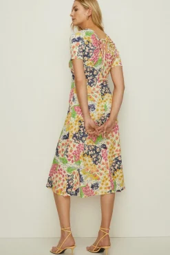 Online Oasis Slinky Jersey Floral Keyhole Back Midi Dress Multi