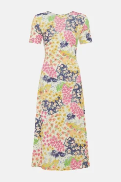 Online Oasis Slinky Jersey Floral Keyhole Back Midi Dress Multi
