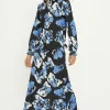 Sale Oasis Slinky Jersey Floral Long Sleeve Shirred Cuff Shirt Multi