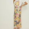 New Oasis Slinky Jersey Floral Midi Skirt Multi