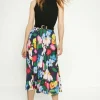 Outlet Oasis Slinky Jersey Floral Pleated Midi Skirt Black