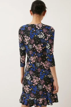 Outlet Oasis Slinky Jersey Floral Printed Wrap Ruched Mini Dress Multi