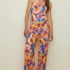 Online Oasis Slinky Jersey Floral Tie Back Jumpsuit Ivory