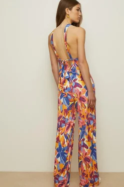 Online Oasis Slinky Jersey Floral Tie Back Jumpsuit Ivory