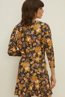 Online Oasis Slinky Jersey Floral Twist Front Mini Dress Multi