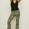 Clearance Oasis Slinky Jersey Fruit Print Flare Trouser Black