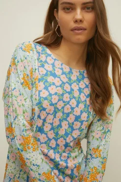 Discount Oasis Slinky Jersey Patched Batwing Mini Dress Multi
