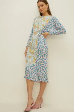 Outlet Oasis Slinky Jersey Patched Batwing Midi Dress Multi