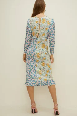 Outlet Oasis Slinky Jersey Patched Batwing Midi Dress Multi