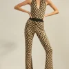 New Oasis Sparkle Geo Jacquard Knitted Halter Jumpsuit Gold