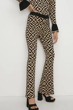 Fashion Oasis Sparkle Geo Jacquard Knitted Trouser Gold