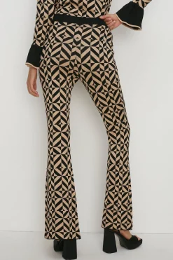 Fashion Oasis Sparkle Geo Jacquard Knitted Trouser Gold