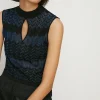 Online Oasis Sparkle Zig Zag Fringe Hem Knit Top Blue