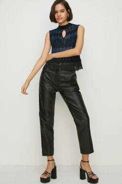 Online Oasis Sparkle Zig Zag Fringe Hem Knit Top Blue