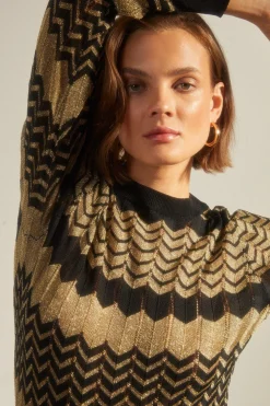 Hot Oasis Sparkle Zig Zag Knit Jumper Pink