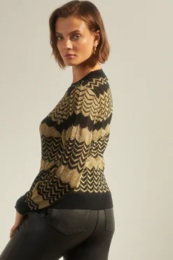 Hot Oasis Sparkle Zig Zag Knit Jumper Pink