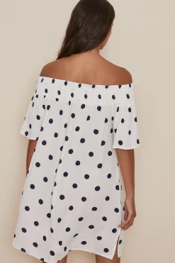 Online Oasis Spot Bardot Mini Dress White
