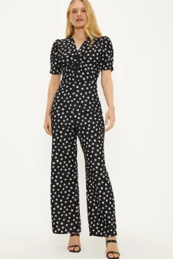 Discount Oasis Spot Stretch Crepe Twist Front Jumpsuit Mono