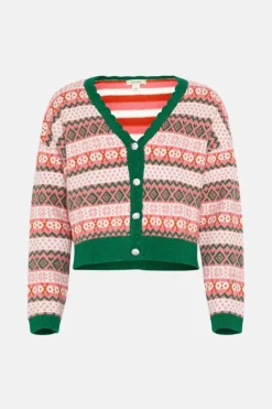 New Oasis Statement Button Fairisle Cardigan Multi