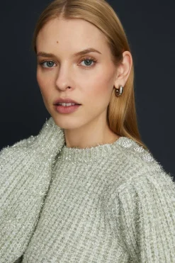Outlet Oasis Statement Button Tinsel Jumper Gold