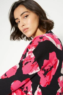 Clearance Oasis Statement Floral Jacquard Jumper Black