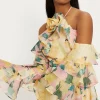 Best Oasis Statement Flower Ruffle Sleeve Organza Mini Dress Light Pink