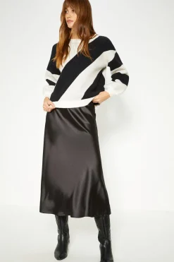 Outlet Oasis Statement Stripe Crew Neck Jumper Pink