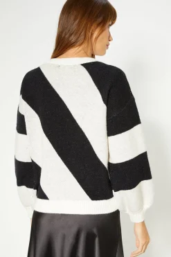 Outlet Oasis Statement Stripe Crew Neck Jumper Pink