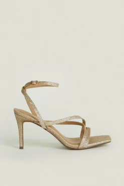 Outlet Oasis Stiletto Mid Heeled Sandals Gold