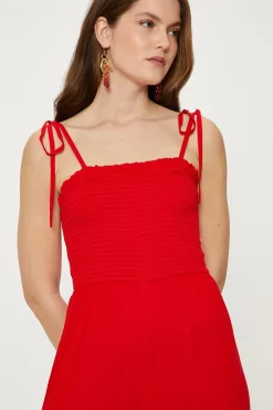 Discount Oasis Strappy Crinkle Shir Jumpsuit Red