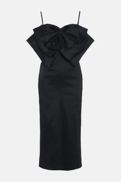New Oasis Strappy Extreme Bow Column Midi Dress Black