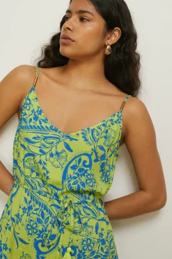 Outlet Oasis Strappy Mini Dress Chartreuse