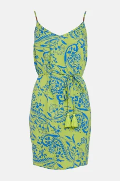 Outlet Oasis Strappy Mini Dress Chartreuse