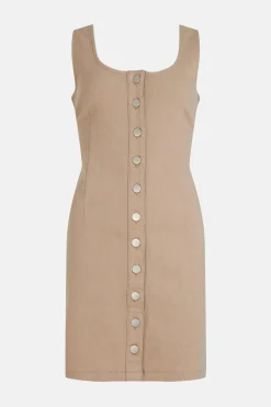 Outlet Oasis Stretch Denim Button Through Dress Yellow