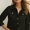Fashion Oasis Stretch Denim Fitted Nancy Jacket Black