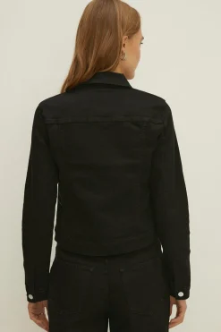 Fashion Oasis Stretch Denim Fitted Nancy Jacket Black