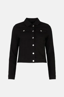 Fashion Oasis Stretch Denim Fitted Nancy Jacket Black