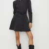 Discount Oasis Stretch Denim Zip Through Skater Dress Black
