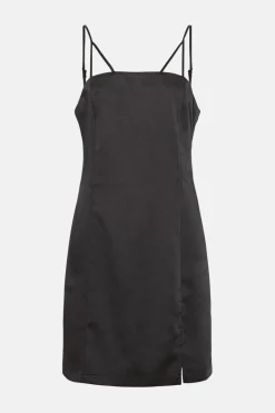 Fashion Oasis Stretch Satin Tailored Aline Mini Dress Black