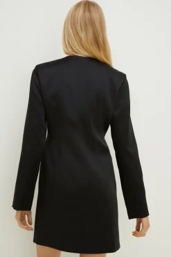 Online Oasis Stretch Satin Tailored Blazer Dress Black